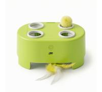 Fenteer Electric Device Interactive Toy With Feather Motion Rechargeable Activity Tool Multi Opening Play For Batting And Chasing suitable for indoor cats kittens studios small homes, Green