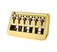Fenteer Electric Guitar Bridge 6 String Adjustable Rust Resistant with Brass Fixed Saddles Zinc Alloy Guitar Part 10.5mm, Gold