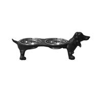 Fenteer Elevated Cat Dog Bowls Stainless Steel Food Water Bowls Pet Feeder for Cats and Dogs Feeding Watering Supplies with Stand, dog shape