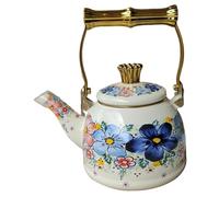 Fenteer Enamel Teakettle Coffee Pot Juice Jar Comfortable with Lid Versatile Water Kettle Teapot for Kitchen Office Household Party, 1.5 L