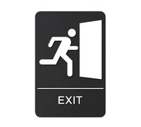 Fenteer Exit Sign with Braille Decal Graphical Symbol Self Sticky Emergency Exit Sign Signage for Indoor Outdoor Business Buildings