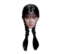 Fenteer Female Doll Figure Accessory Realistic Headpiece Collectible Customization Unique Material Suitable for Shelf Display Collector Diorama Scene, Black Braids With Bangs