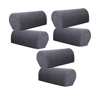 Fenteer Flannel Spandex Stretch Armrest Covers Set of 6 Couch Armchair Arm, Gray