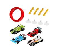 Fenteer Flexible Race Car Track Set with 4 Mini Diecast Cars, Multifunctional 5M Roll up Race Track for Kids Gifts, Red