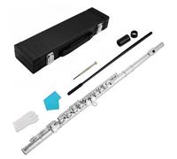 Fenteer Flute Student oncert Flute Beginner Flute With 16 Keys Closed Holes And Offset G Ergonomic Keys Cupronickel Construction With Case And Cleaning Kit, Silver