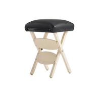 Fenteer Folding Technician Seat Stool Chair Bench with Soft Cushion Beech PVC Leather Space Saving Folding Suitable for manicurists Pedicure tasks Beauty, Black