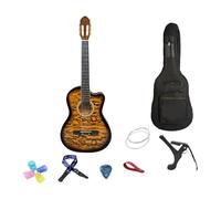 Fenteer Folk Guitar with Notched Design for Adult And Kids Performances, Bright Yellow