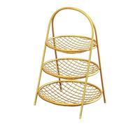 Fenteer Fruit Basket Standing Basket Metal Decor Stylish Countertop Organizer Fruit Stand for Potatoes Fruits Onion Snacks Countertop , Gold 3 Tiers