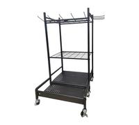 Fenteer Garden Tool Organizer with Hooks Outdoor Tool Stand Home Storage Holder Yard Tool Steel Rack for Shed Broom Rakes Gardening, with Wheels