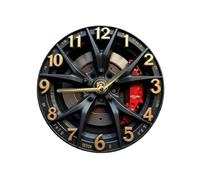 Fenteer Gear Mechanical Wall Clock Decorative Art Clock Car Wheel Theme Industrial Mechanical Look Silent Metal Wall Clock Wall Art Silent Clock for Bedroom Office Dining Room, 25cm