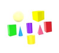 Fenteer Geometric Solids 3D Shapes Educational Toy Cone Quadrangular Math Cube Sphere Cuboid Home School Supplies Kids Pyramid Blocks