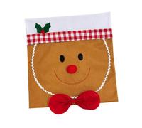 Fenteer Gingerbread Man Chair Back Cover Office Chair Backrest Cover Party Favor Dinner Table Decoration Slipcover for Dorm Party Bar, red bow tie