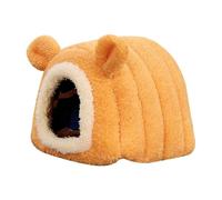 Fenteer Hamster Bed Hideout House Small Pet Animals Bed Soft Hut Cozy Nest Cute for Rat Sugar Glider Squirrel Bunny Cage Accessories, Orange