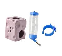 Fenteer Hamster Water Bottle and Ceramic House Adjustable Height Multifunctional Tunnel Tube Toy for Glass Tank 2 in 1 Design, Purple