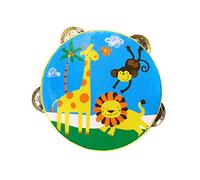 Fenteer Handheld Wooden Tambourine for Kids Educational Rhythm Instrument Double Row Design, Animal, 15cm