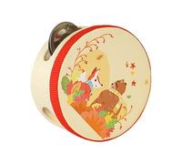Fenteer Handheld Wooden Tambourine for Kids Educational Rhythm Instrument Double Row Design, Bear, 10cm