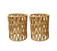 Fenteer Handmade Paper Lamp Shade Pendant Shade Woven Shade Cylindrical Cover Rustic for Relaxed Atmosphere Suitable for cafes Guest Corners Themed environments Cozy interiors, Khaki, Size to 3