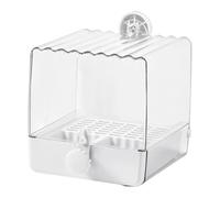 Fenteer Hanging Bird Bath Clear Hanging Pet Bird Bath Box for Parakeets Budgerigar Canary Cockatiel, White