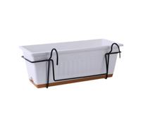 Fenteer Hanging Planter for Balcony Railing Vegetable Growing Bin with Rack and Tray Window Box Planter Plant Pot for Yard Deck Porch Outdoor Garde 49x20.5x18cm, White