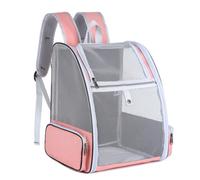 Fenteer Industrial Carrier Pet Backpack Carrier Bag Tote With Upright Structure Mesh Ventilation Padded Straps Zippered Openings Side Pockets Foldable Oxford, Pink