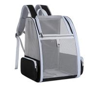 Fenteer Industrial Carrier Pet Backpack Carrier Bag Tote With Upright Structure Mesh Ventilation Padded Straps Zippered Openings Side Pockets Foldable Oxford, Black