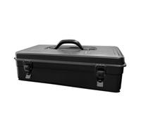 Fenteer Industrial Chest with Carry Handle Single Layer Steel Storage Organizer Stamped Sheet Metal Box Closure Container for Hand Tools Small Hardware Home Garage Use, Black