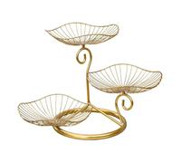 Fenteer Iron Fruit Basket Decoration Multipurpose Stylish 3 Tier Rustic Fruit Bowl Fruits Vegetable Holder for Candy Vegetable Garden, Gold