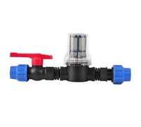 Fenteer Irrigation System Valve Inline Valve Strainer Shutoff Assembly with Clear Viewing Chamber and Red Lever Handle Controls Water Suitable for Backyard, 25mm 200 Mesh
