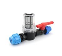 Fenteer Irrigation System Valve Inline Valve Strainer Shutoff Assembly with Clear Viewing Chamber and Red Lever Handle Controls Water Suitable for Backyard, 25mm 80 Mesh