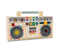 Fenteer Kids Busy Board,Wooden Radio Sensory Toy with Light Led Switches Music Activity Board for Easter Halloween Matching Learning