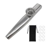 Fenteer Kids Kazoo Musical Instrument Portable Coordination Professional Music Toy with Diaphragms Mouthpiece Dustcover for Christmas, Silver