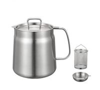 Fenteer Kitchen Oil Strainer Storage Pot Made of Brushed Stainless Steel 2 Liter Capacity for Rendered Drippings Built Handle and Precision Spout Pouring Suitable for Kitchen Countertop, Style C