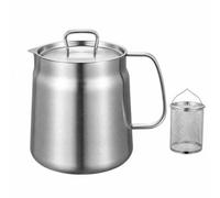 Fenteer Kitchen Oil Strainer Storage Pot Made of Brushed Stainless Steel 2 Liter Capacity for Rendered Drippings Built Handle and Precision Spout Pouring Suitable for Kitchen Countertop, Style A