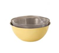 Fenteer Kitchen Salad Bowl Set with Fine Mesh Strainer and Deep Round Basin for Washing Produce Mixing Ingredients Draining Pasta Serving Salads Suitable for Small Kitchen Storage, Yellow