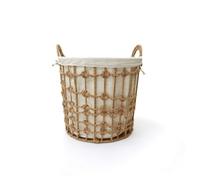 Fenteer Laundry Basket Woven Hamper Bin Organizer With Removable Liner And Side Handles Handmade Rattan Cotton Linen Design Breathable For Fresh Suitable for, Extra Large Round, style to 5