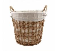 Fenteer Laundry Basket Woven Hamper Bin Organizer With Removable Liner And Side Handles Handmade Rattan Cotton Linen Design Breathable For Fresh Suitable for, Large Round, style to 4