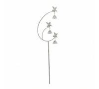 Fenteer Lawn Decorative Item Stake Ornament Sculpture Figurine with Accents and Wind Chime Bells for Timeless Outdoor Charm suitable for lawns pathways gardens, Hummingbird Grey Wht