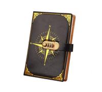Fenteer Lockable Notebook with Built in Combination Lock and Strap Closure for Private Journaling and Daily Planning at School Office or Travel, Black