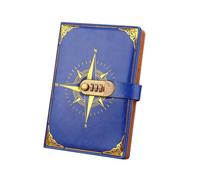 Fenteer Lockable Notebook with Built in Combination Lock and Strap Closure for Private Journaling and Daily Planning at School Office or Travel, Blue