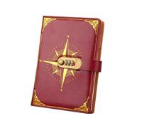 Fenteer Lockable Notebook with Built in Combination Lock and Strap Closure for Private Journaling and Daily Planning at School Office or Travel, Red