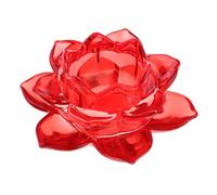Fenteer Lotus Flower Candle Holder Crystal Tealight Home Decor Candelabra, Red, 12x16cm