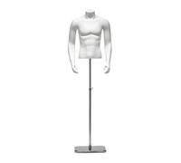 Fenteer Mannequin Display Stand Male Torso Bust Form Statue Figure With Broad Shoulders And Defined Chest Fiberglass Iron Body Suitable for sportswear display boutiques photo shoots , style to 11