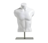 Fenteer Mannequin Display Stand Male Torso Bust Form Statue Figure With Broad Shoulders And Defined Chest Fiberglass Iron Body Suitable for sportswear display boutiques photo shoots , style to 4