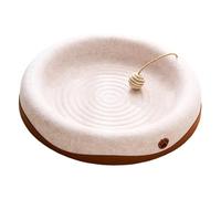 Fenteer Material Cat Scratcher Bed Reversible for Summer, Winter Comfortable Zero Shedding Multipurpose with Dangling Ball, White Round