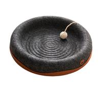Fenteer Material Cat Scratcher Bed Reversible for Summer, Winter Comfortable Zero Shedding Multipurpose with Dangling Ball, Black Round
