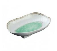 Fenteer Melamine Serving Plate Appetizer Platter Serving Dish Display Tray Easy to Serve and Carry Suitable for canteens cafeterias Casual eateries, Ns-8039 Green