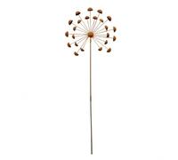 Fenteer Metal Garden Stake with Spherical Hub and Flower Shaped Cups Rustic Weathered Finish for Yard Landscape Decorative Ground Insert for Lawn Planter Suitable for Courtyard Patio