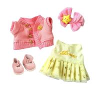 Fenteer Mini 17cm 6inch Doll Clothes Dress Girl Doll Outfits with Hair Accessory Handmade Lovely Adorable Knitting Sweater Girl Gifts, Pink with Shoes