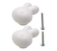 Fenteer Mini Rabbit Figurine Drawer Pull Cabinet Handle Easy to Install Versatile Cabinet Knob Animal Sculpture for Bathroom Dresser, White