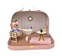 Fenteer Miniature Dollhouse Bathroom Doll House Toilet and Mirror BJD Doll Parts Dollhouse Decoration Bathtub Model for 1/12 Scale
